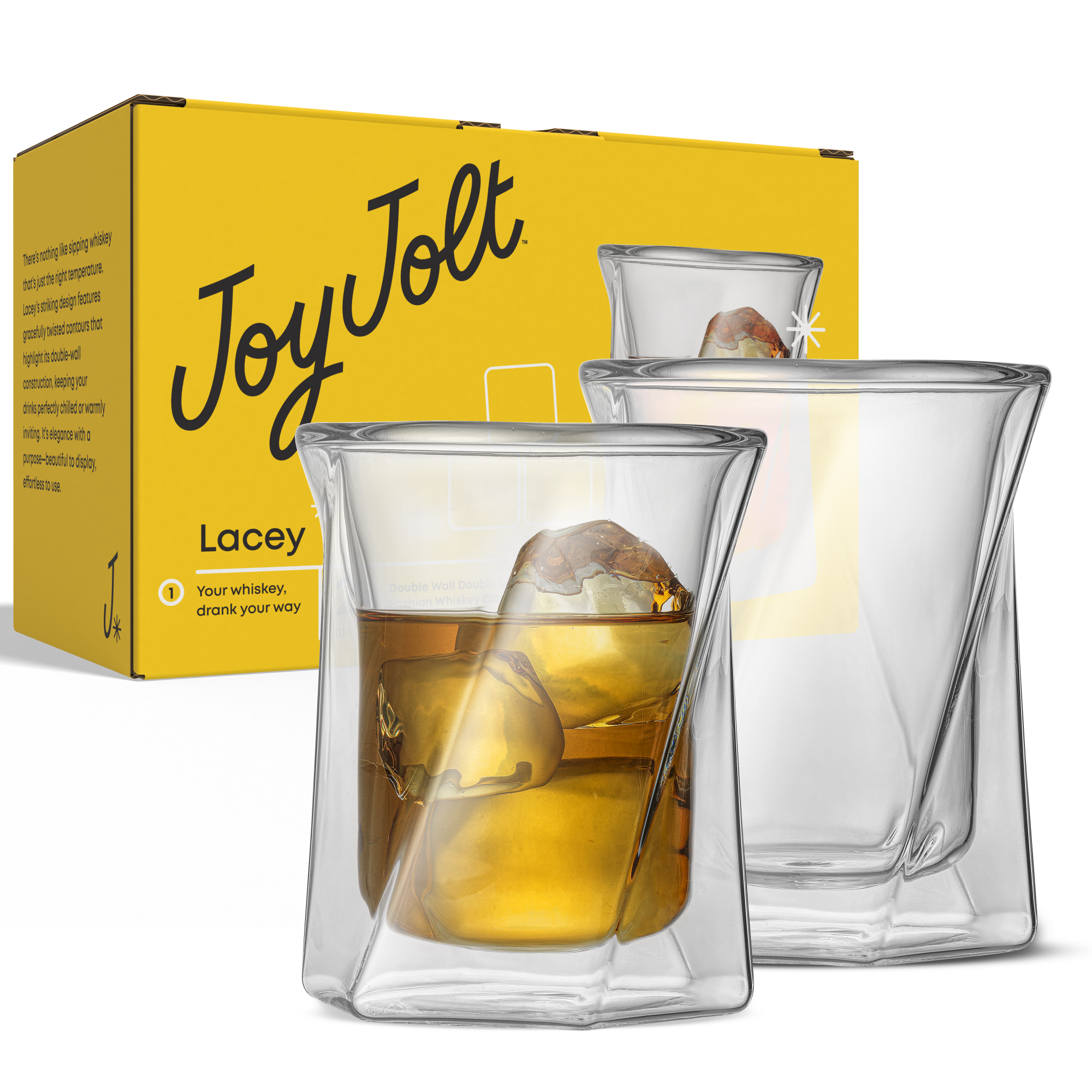JoyJolt Lacey verre whisky double paroi 30 cl lot de 2