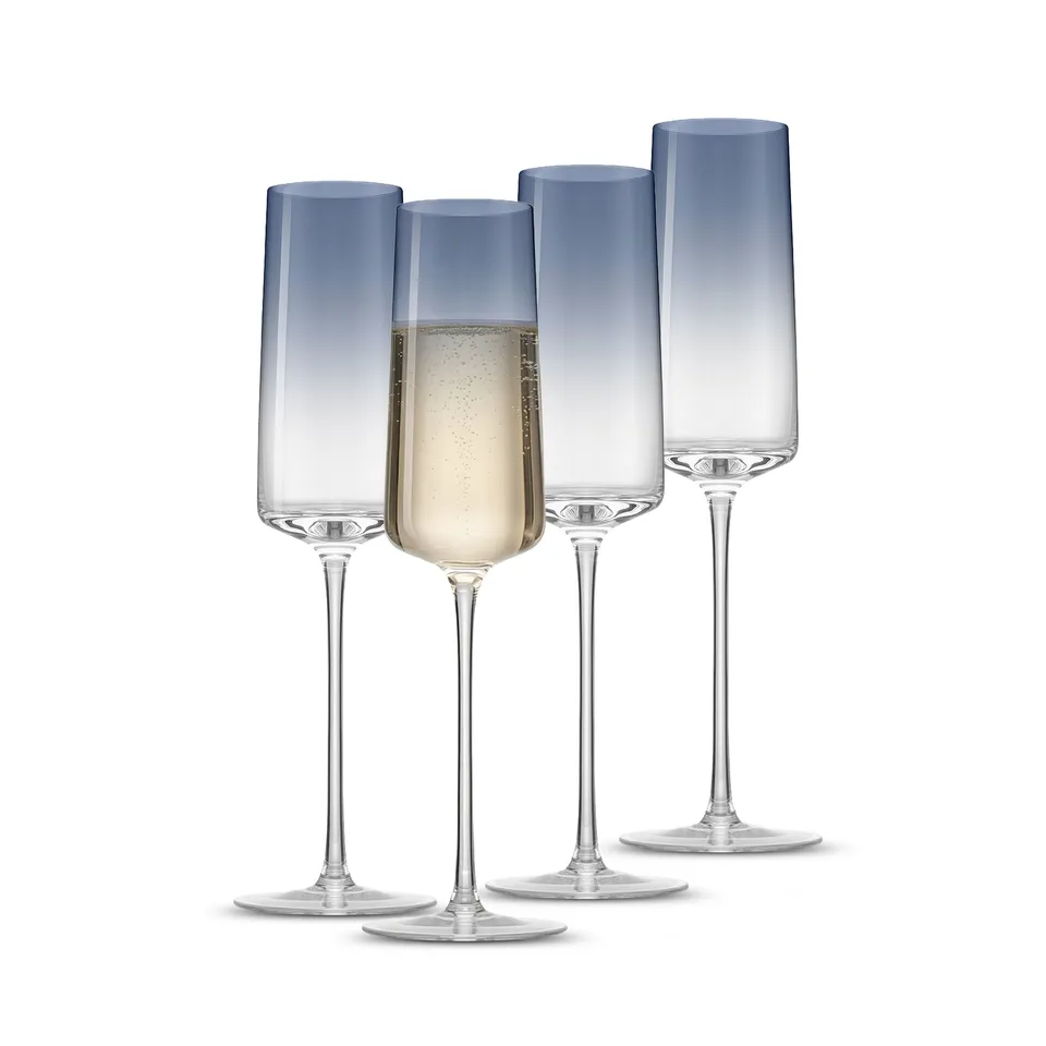 JoyJolt Sidney Blue Ombre flûtes champagne 21 cl lot 4