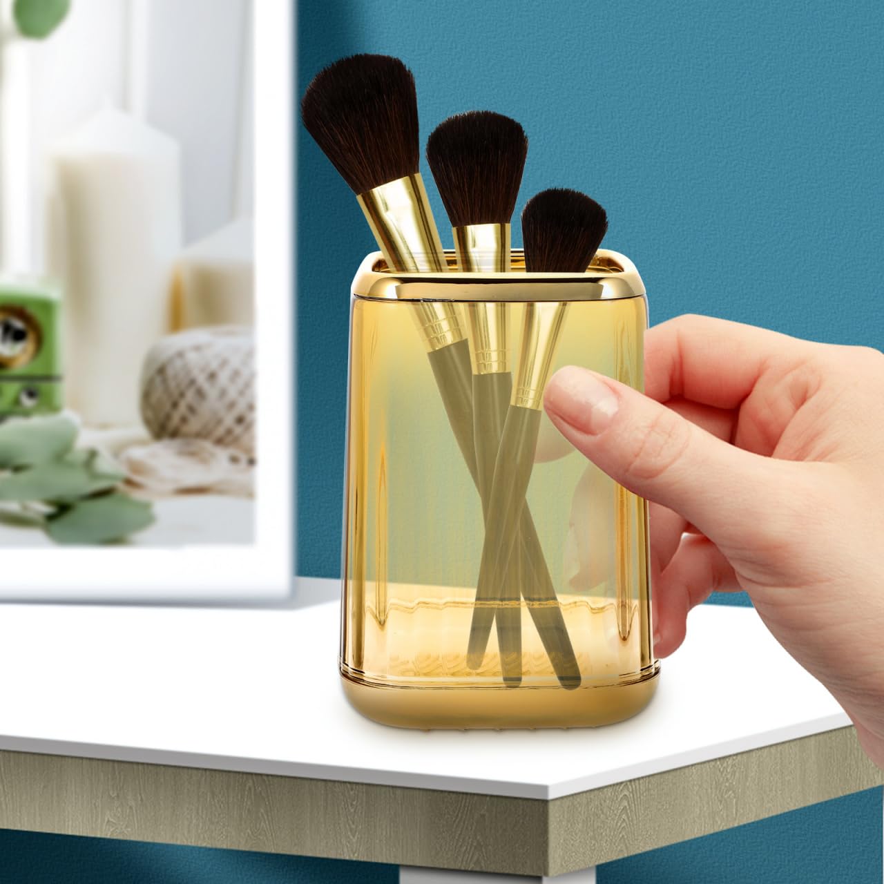 Alipis Pot Pinceaux Maquillage Doré Transparent