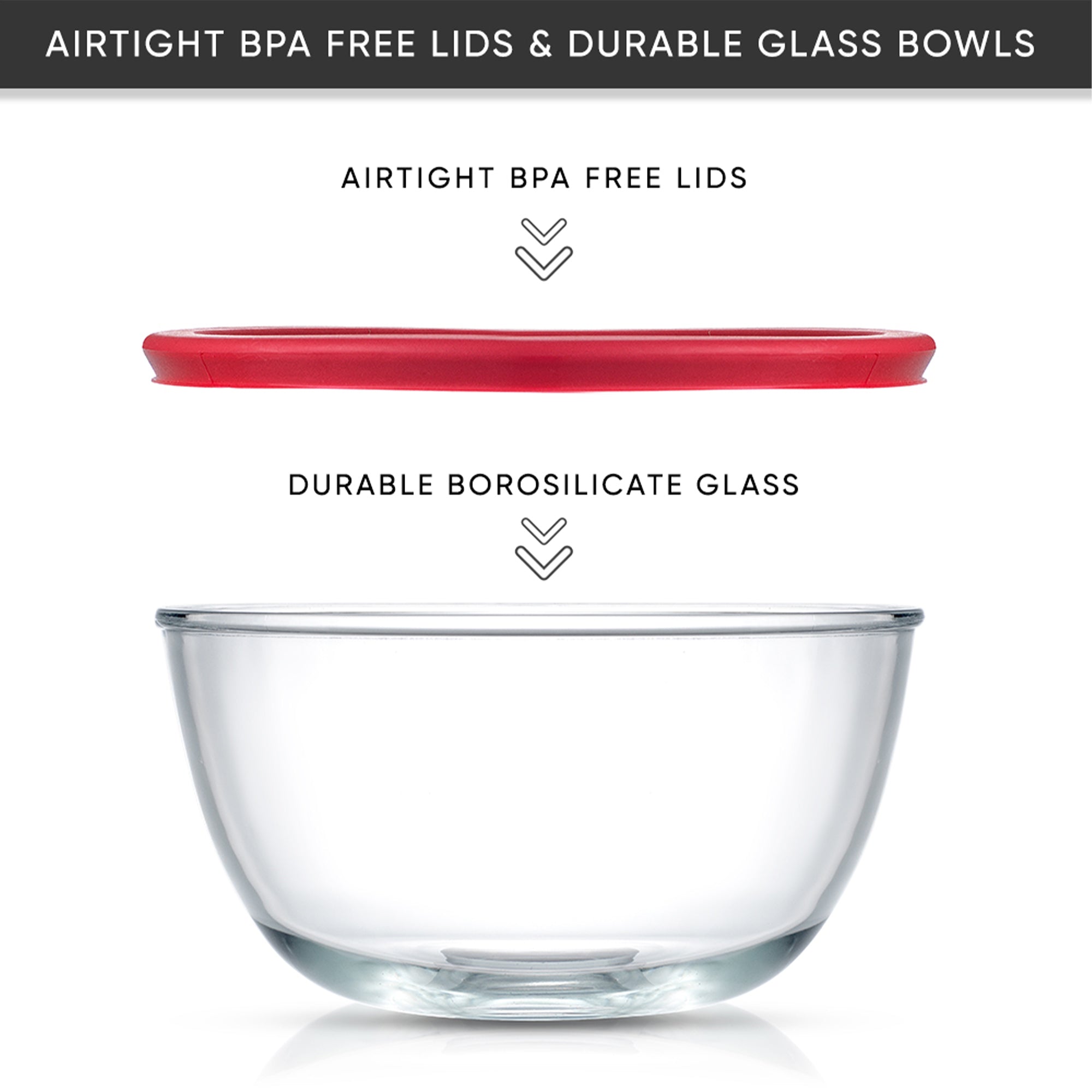 JoyJolt JoyFul saladiers verre lot 4 avec couvercles