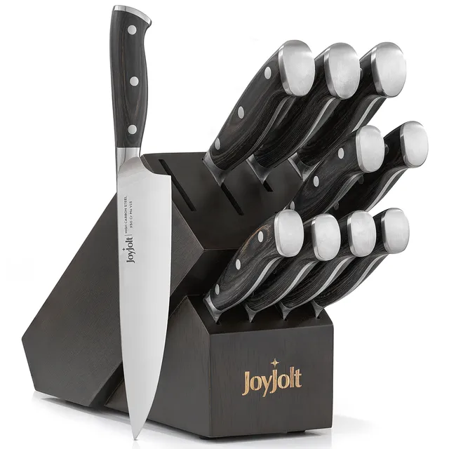 JoyJolt bloc 11 couteaux cuisine acier carbone
