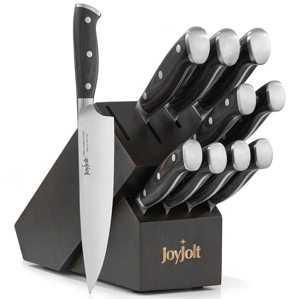 JoyJolt bloc 11 couteaux cuisine acier carbone