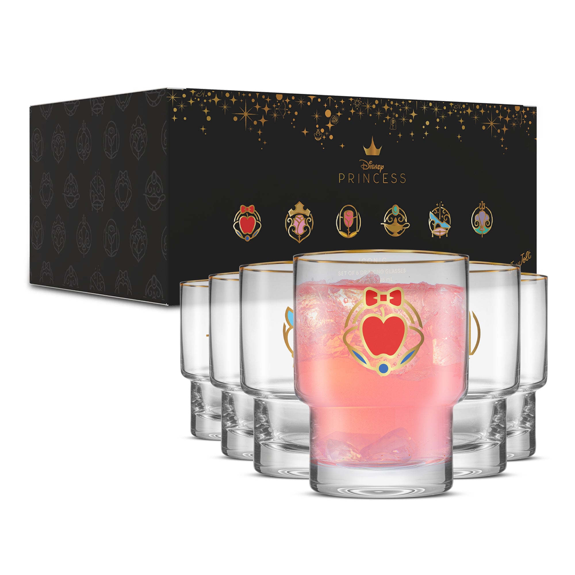 JoyJolt Disney Princess verres lot de 6 30 cl borosilicate