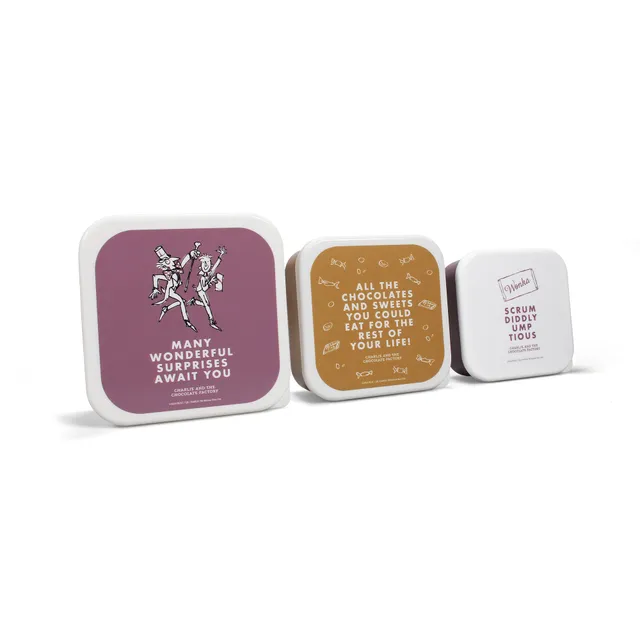 Roald Dahl Charlie lot 3 boîtes à goûter violettes