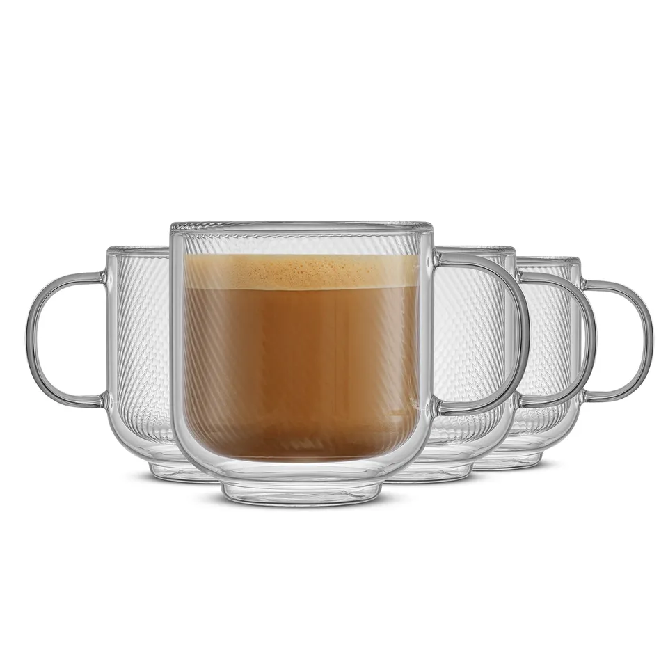 JoyJolt Harbor Swirl mug verre double paroi 44 cl x4