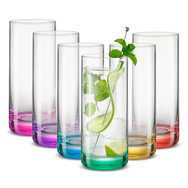 JoyJolt Hue verre highball lot de 6 fond couleur 38 cl