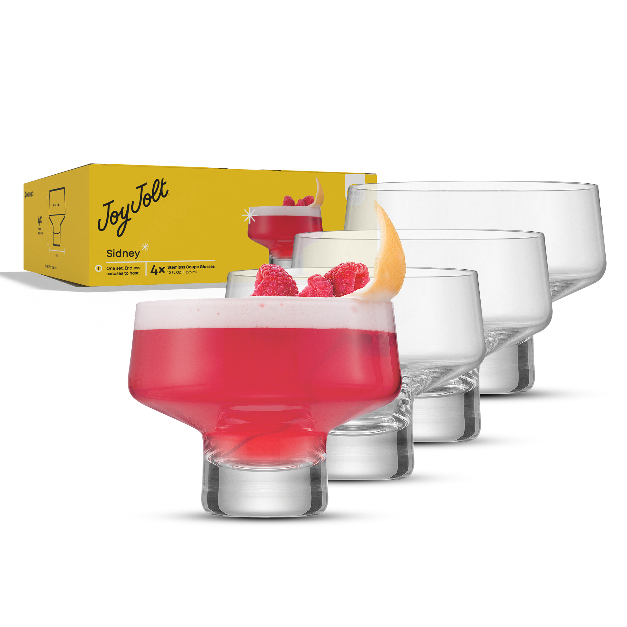 JoyJolt Sidney coupe cocktail sans pied cristal 30 cl x4