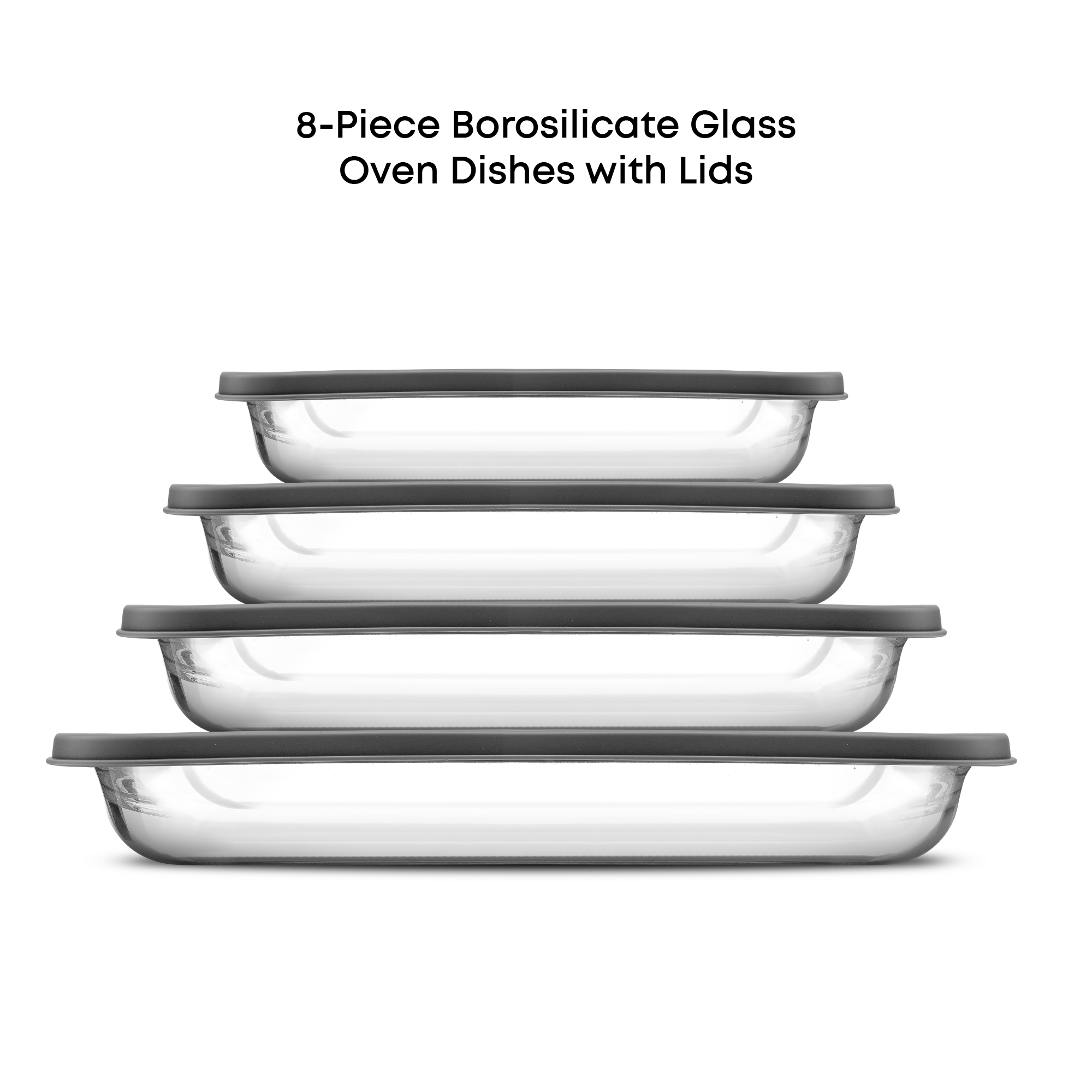 JoyJolt plats four verre borosilicate noirs 4 pièces hermétiques