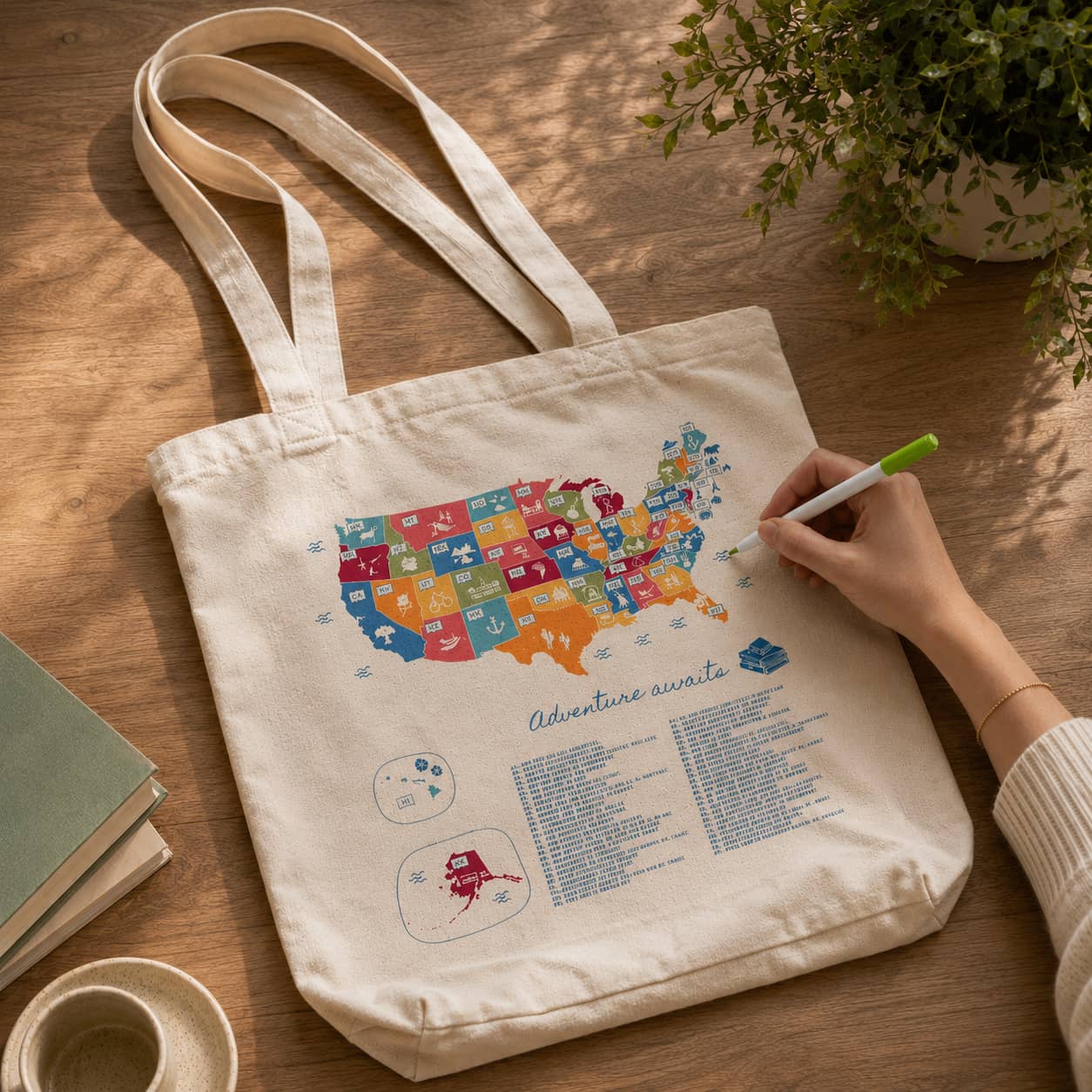 Trouvaille Global US Book Lover tote bag coton à colorier