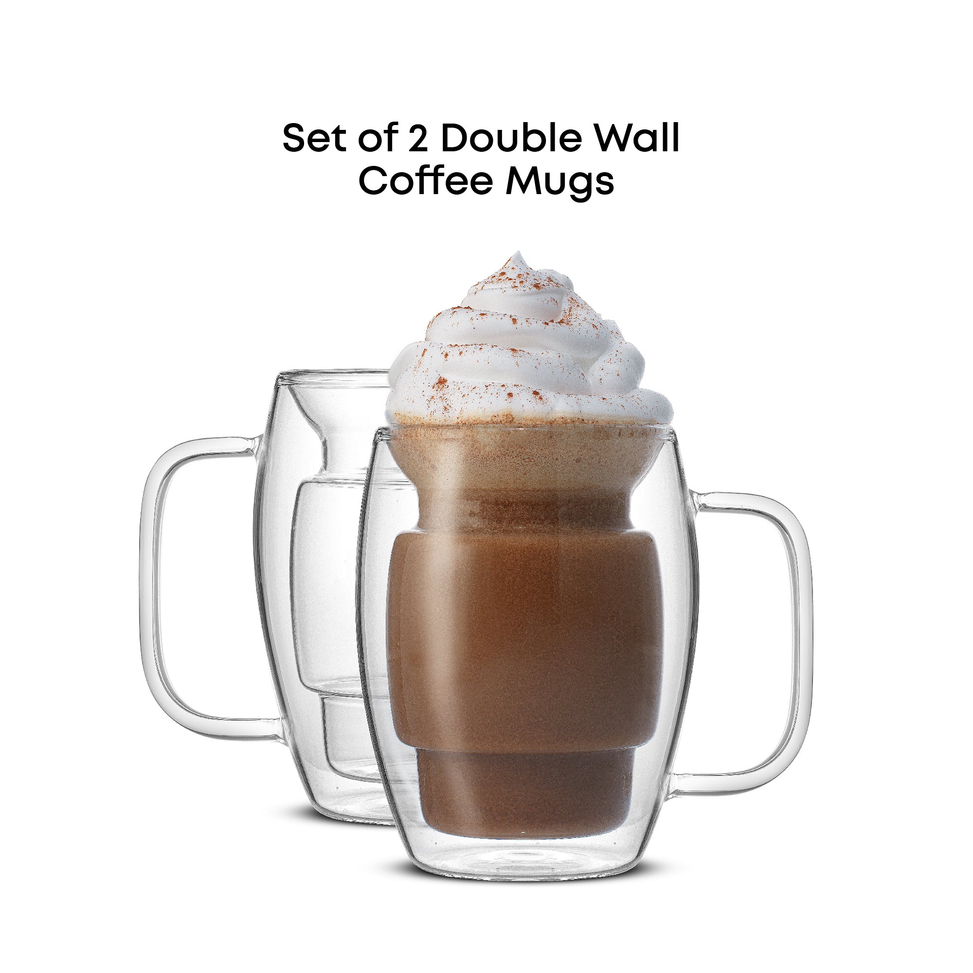 JoyJolt Cadus Double Wall mug verre 46 cl lot de 2