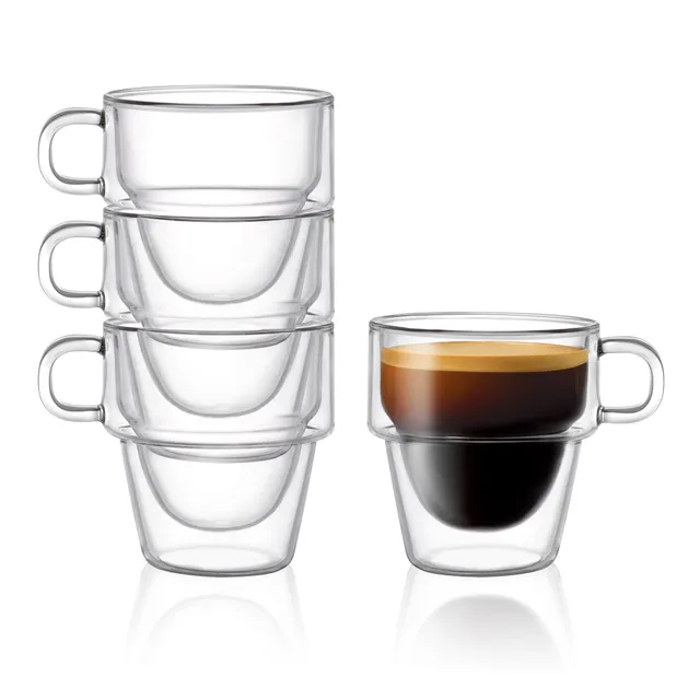 JoyJolt Stoiva verre espresso double paroi 15 cl lot 4