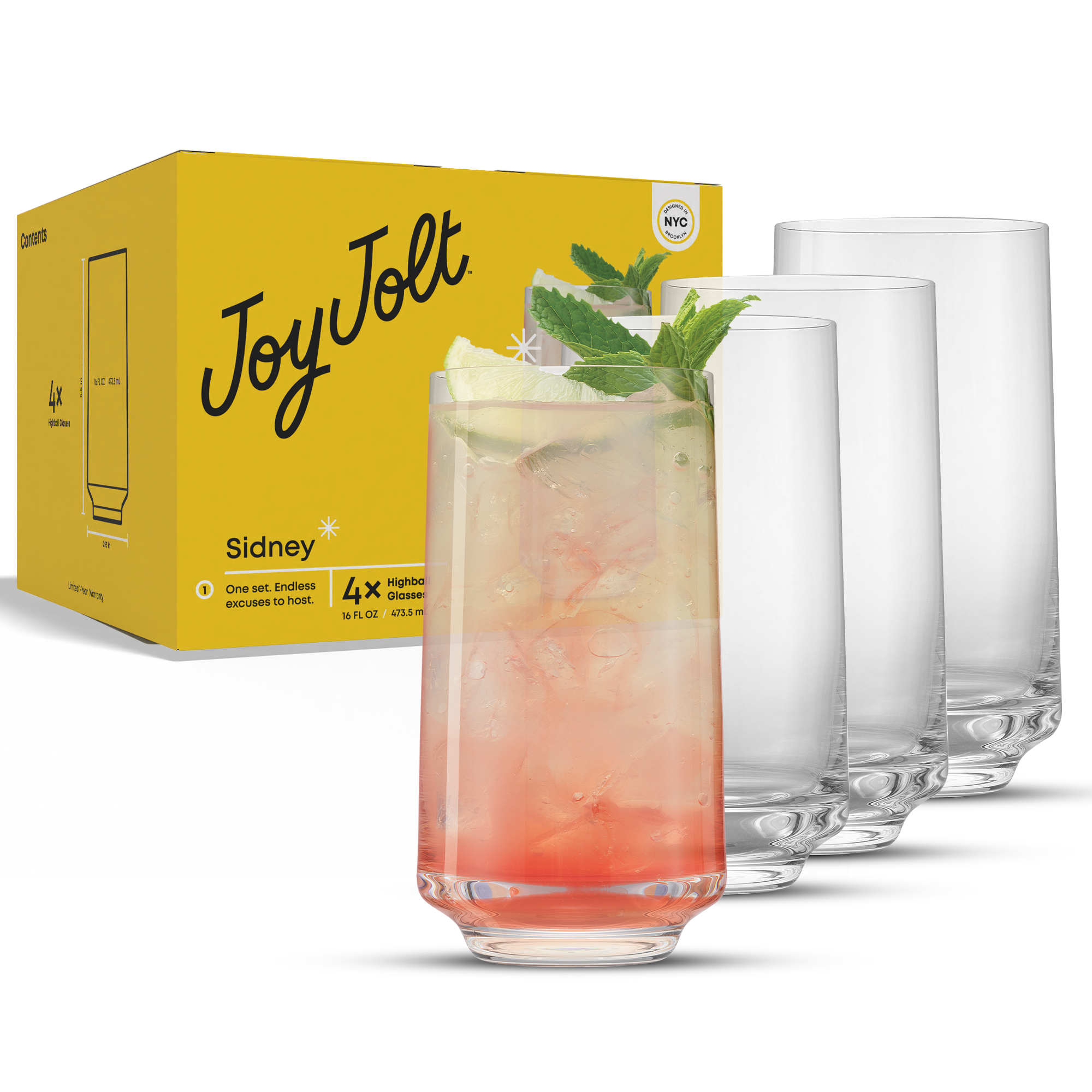 JoyJolt Sidney verre highball 47 cl x4 cristal