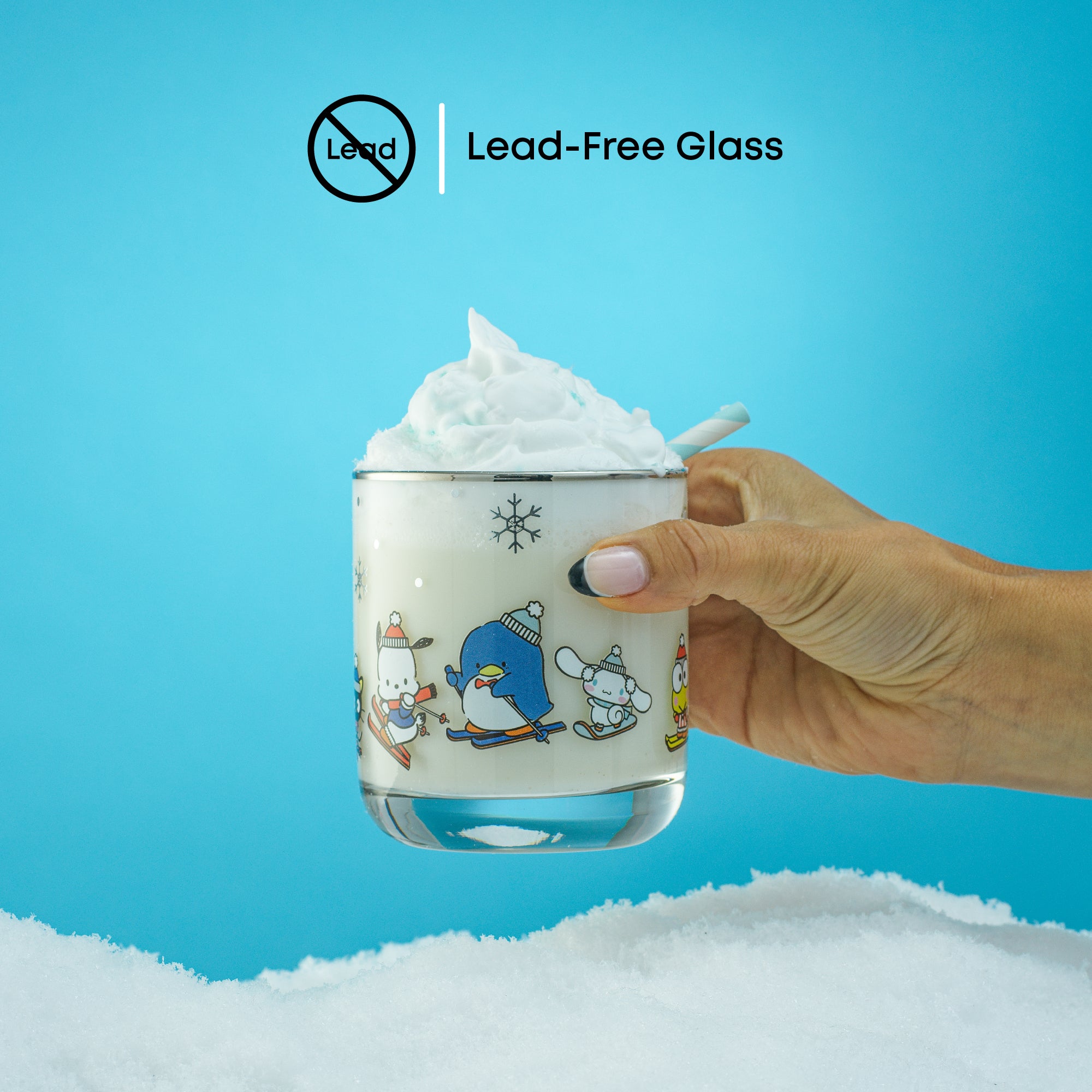 JoyJolt Hello Kitty and Friends Winter Wonderland verres lot de 4 argent