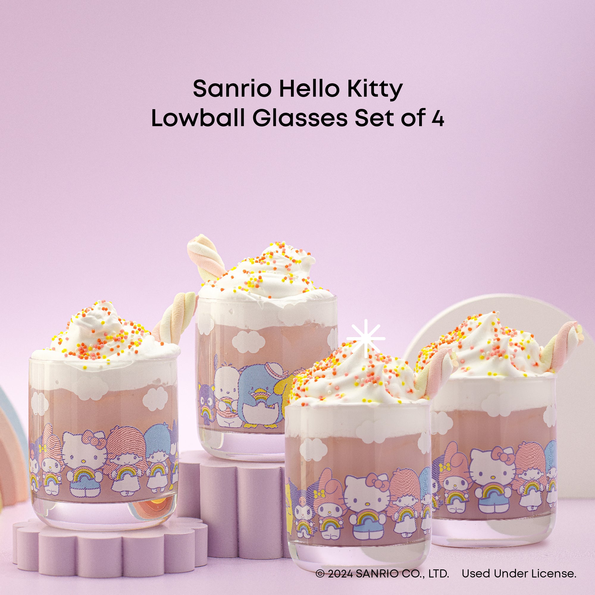 JoyJolt Hello Kitty Rainbow verre court lot 4 30 cl