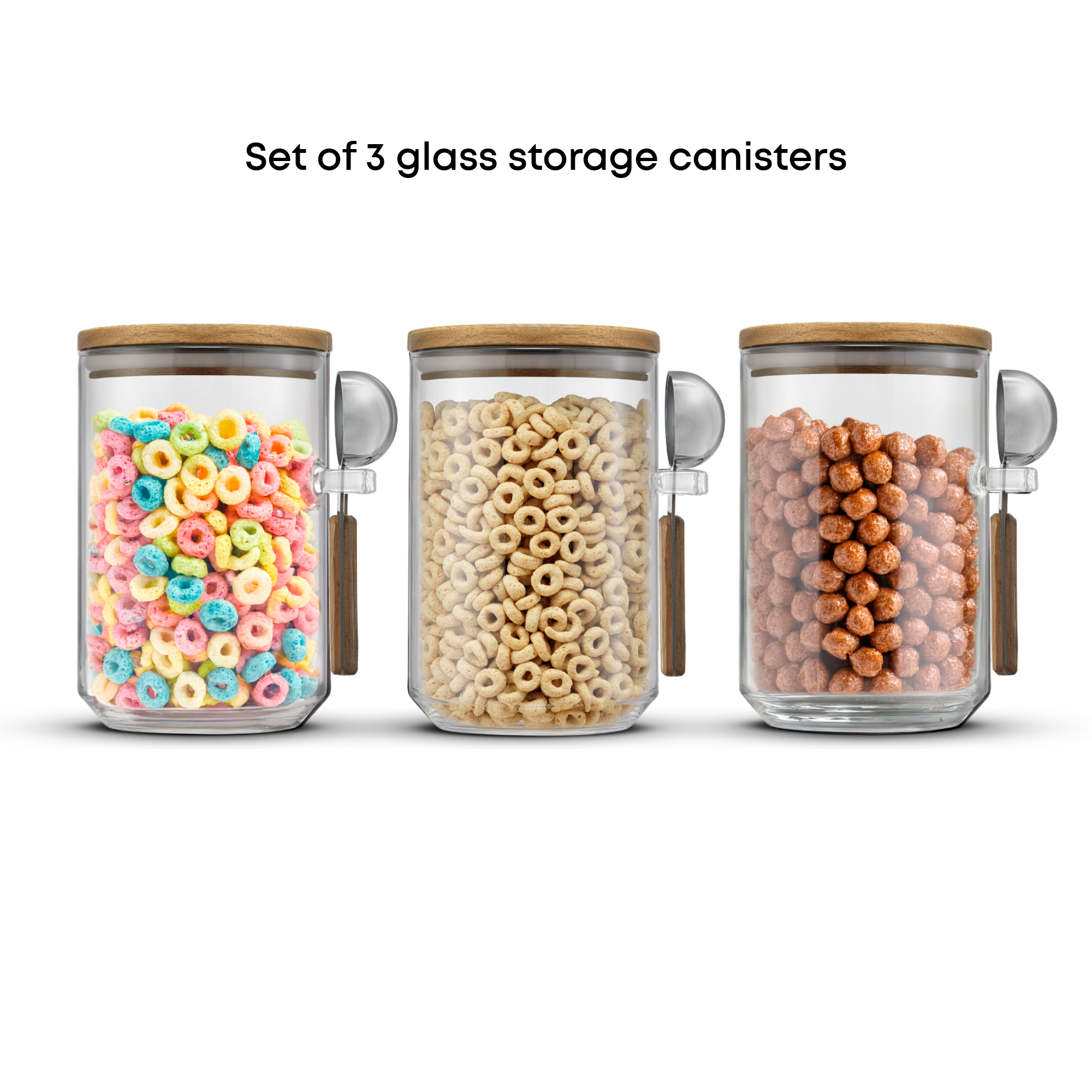 JoyJolt Holden bocaux verre couvercle bois lot de 3 95 cl
