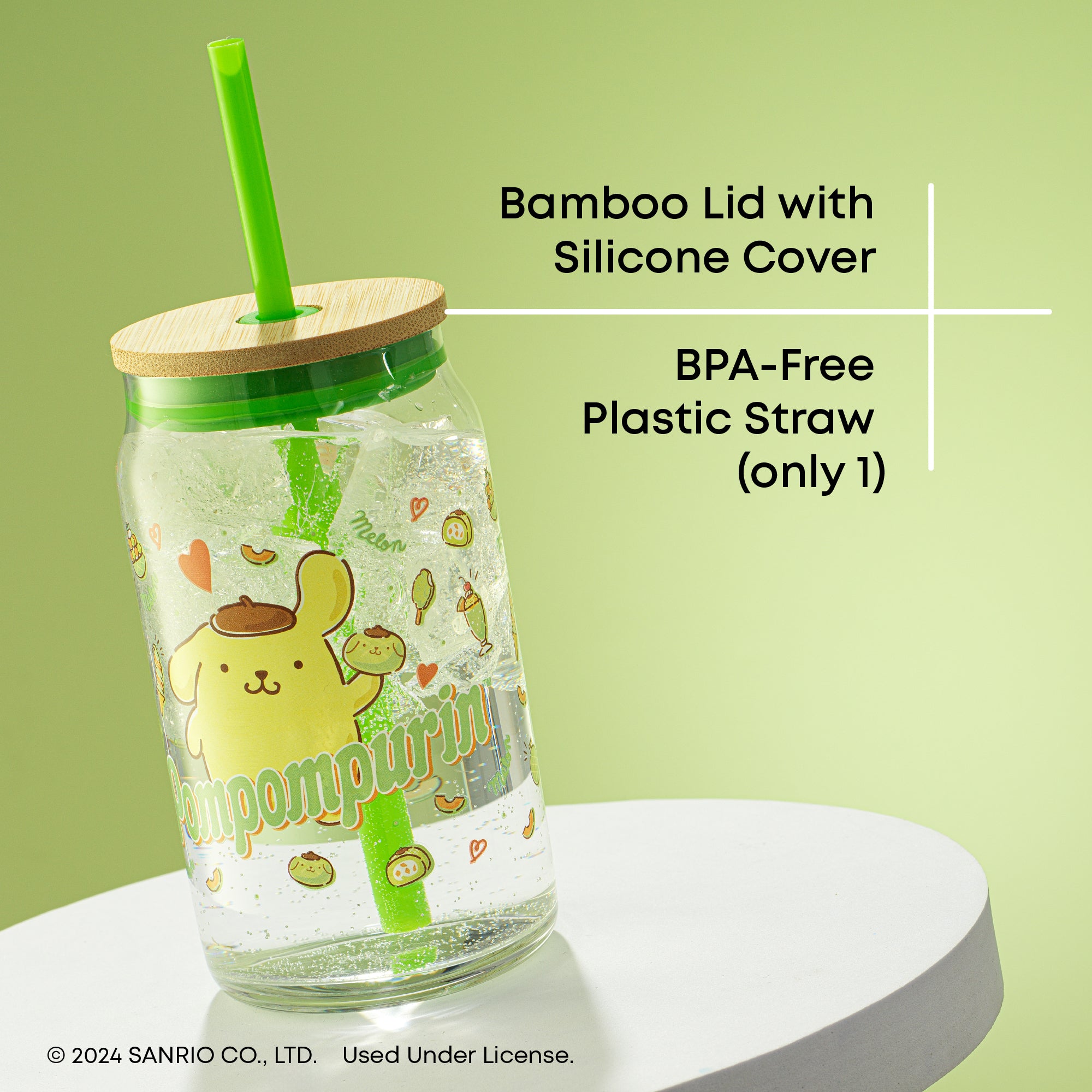 JoyJolt Hello Kitty Pompompurin gobelet 47 cl paille bambou