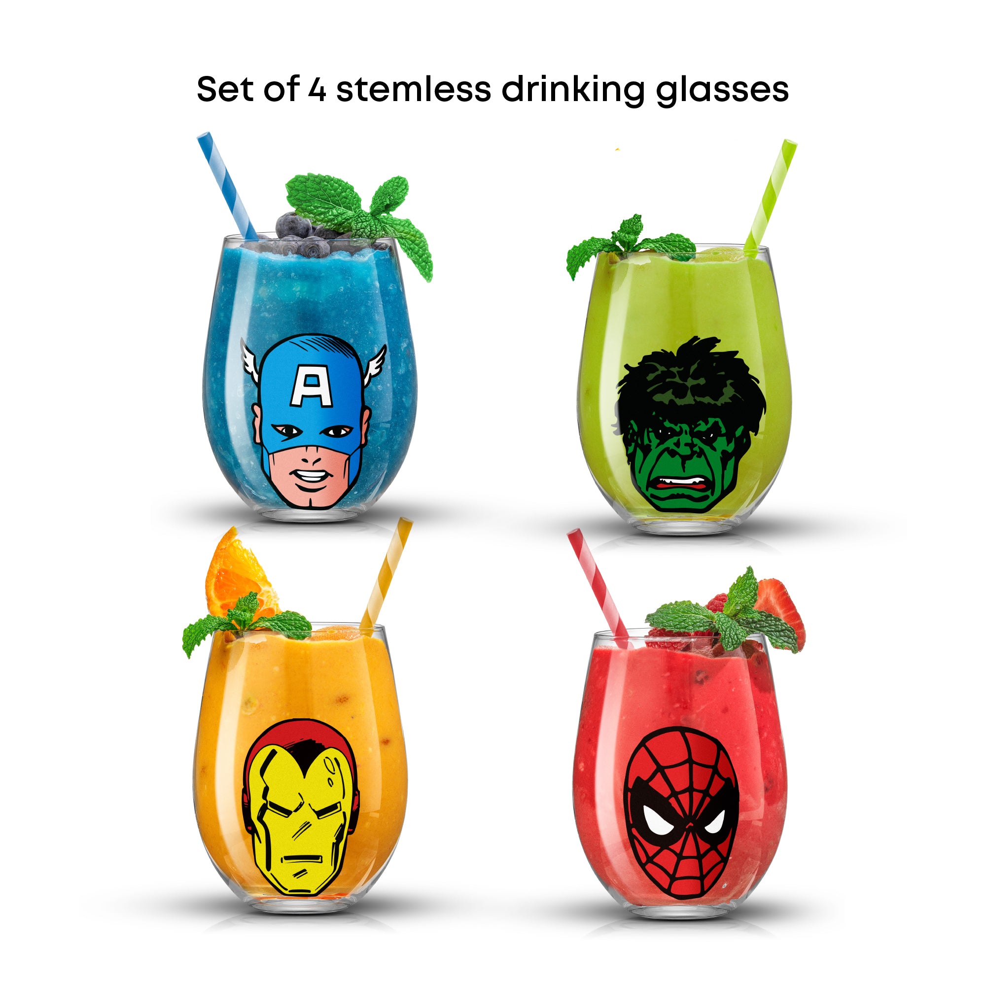 JoyJolt Marvel Heroes verres sans pied lot 4 56 cl
