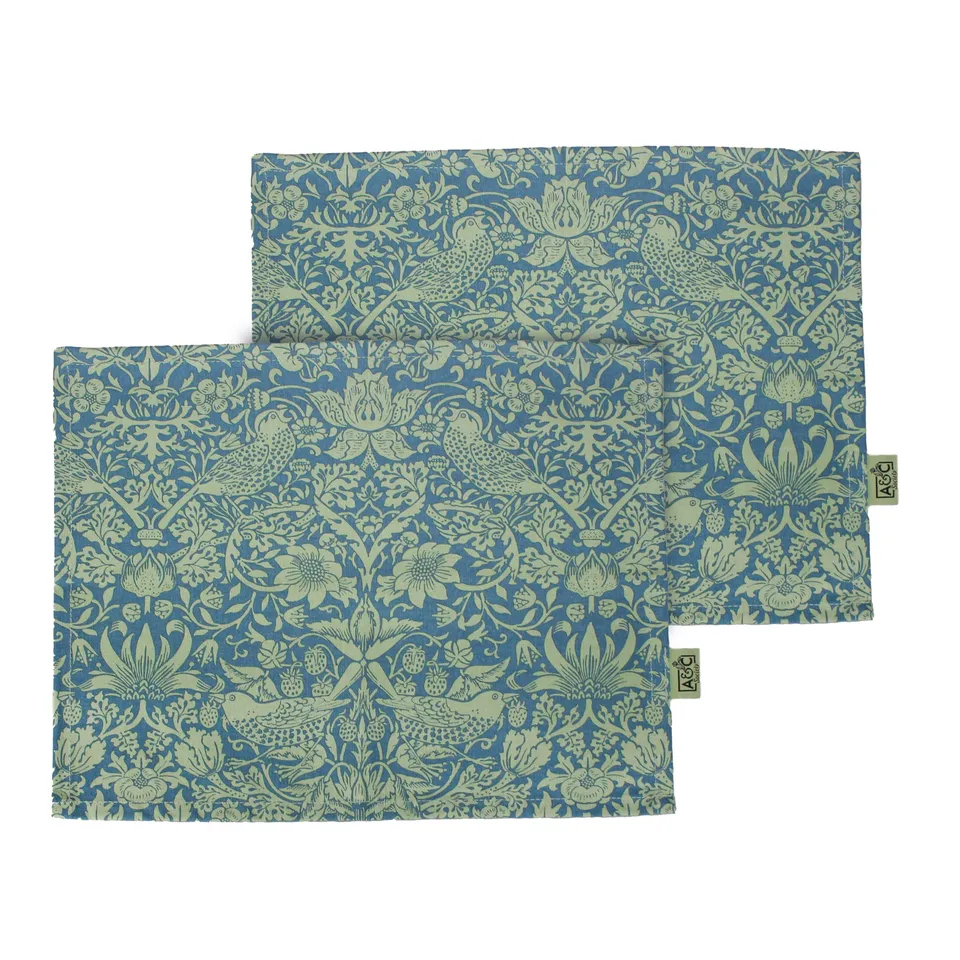 Arts & Crafts Society William Morris Strawberry Thief set de table x2 sauge