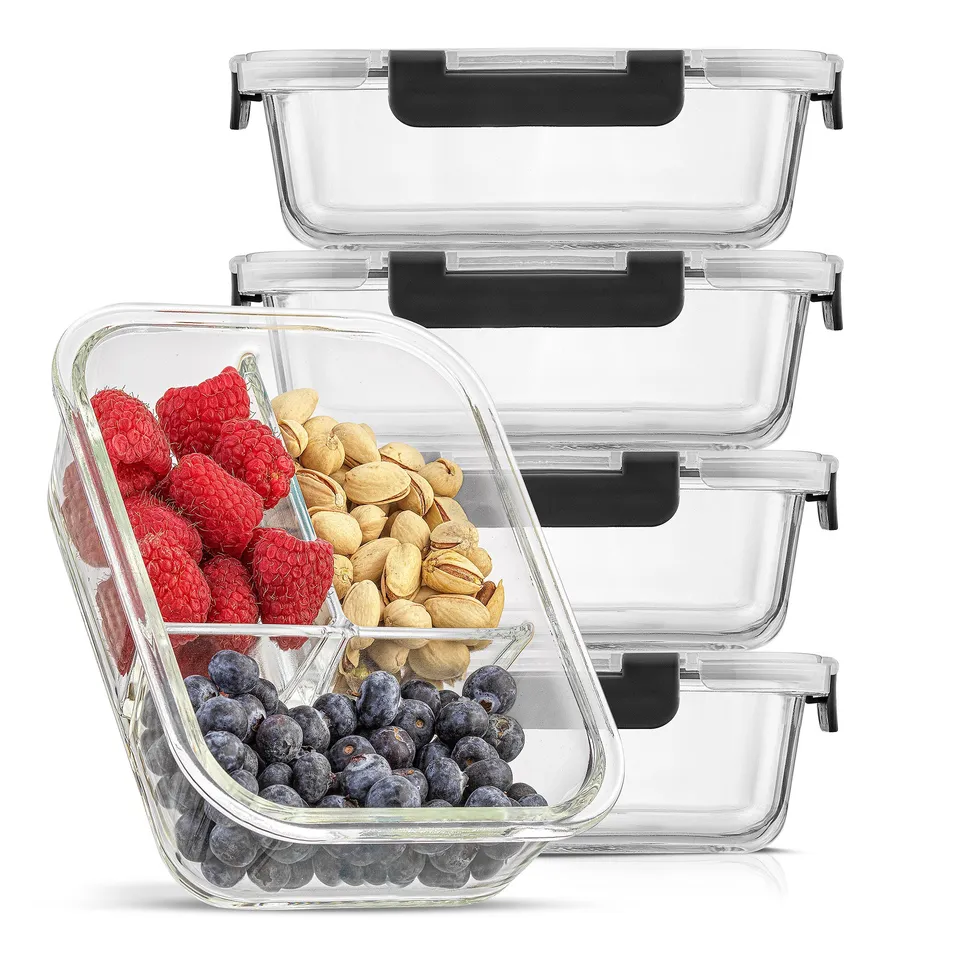 JoyJolt 3-Sectional boite verre repas lot 5 verre 89 cl 3 compartiments