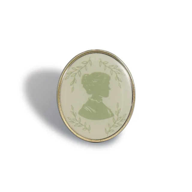 Jane Austen Silhouette pin's vert émail 3,8 cm