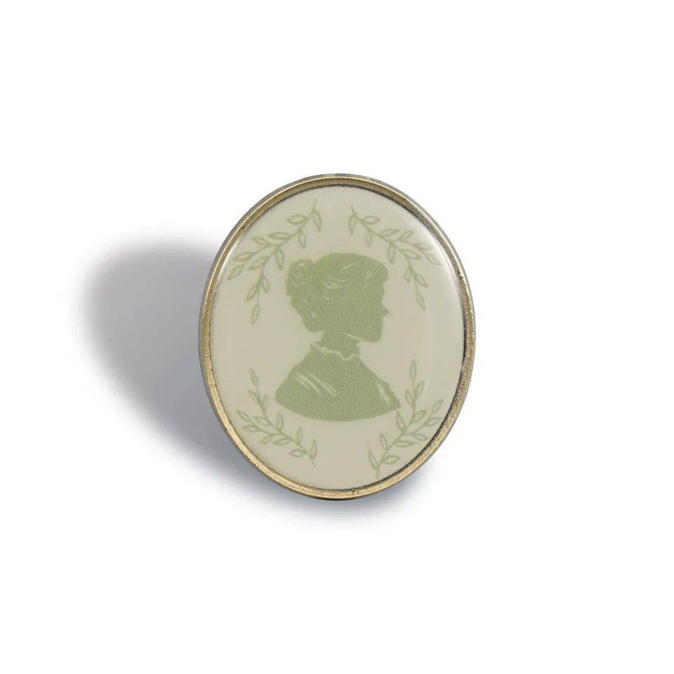 Jane Austen Silhouette pin's vert émail 3,8 cm