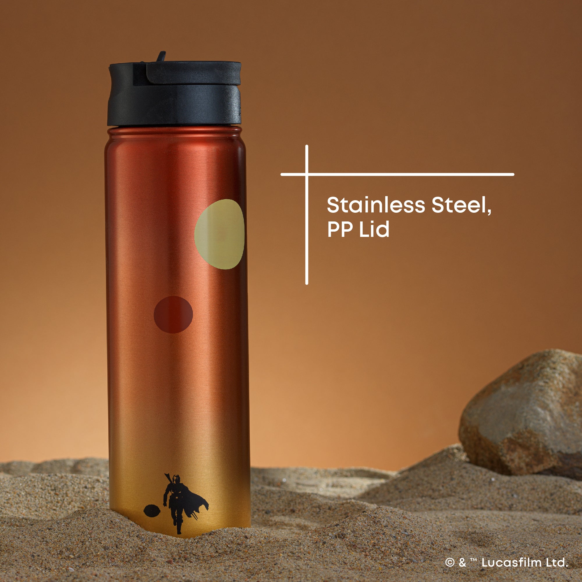 JoyJolt Star Wars Mandalorian Tatooine gourde isotherme 65 cl inox