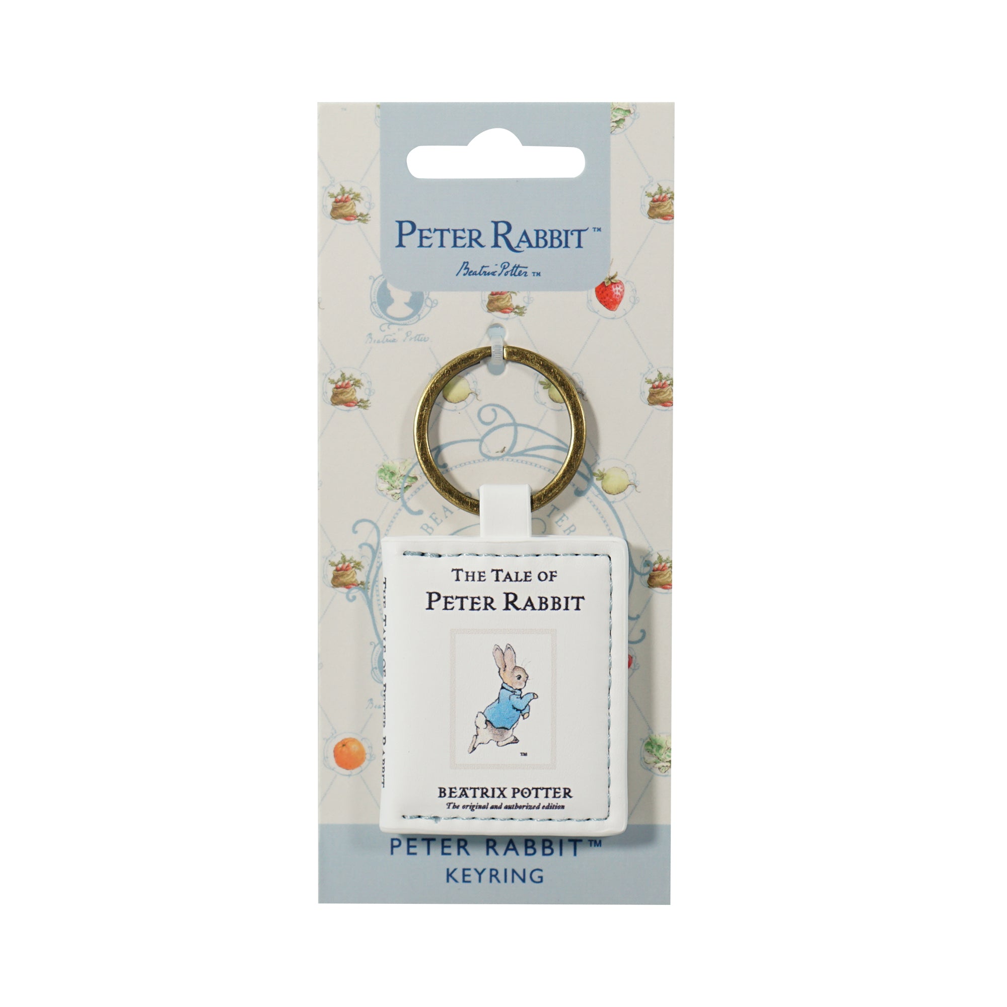 Peter Rabbit porte-clés blanc simili cuir jardin anglais