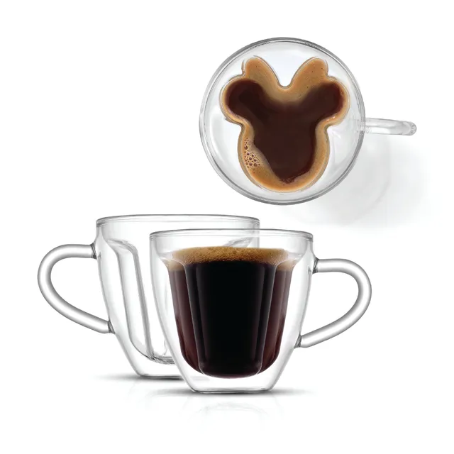 JoyJolt Disney Minnie Mouse 3D verres espresso lot de 2 double paroi