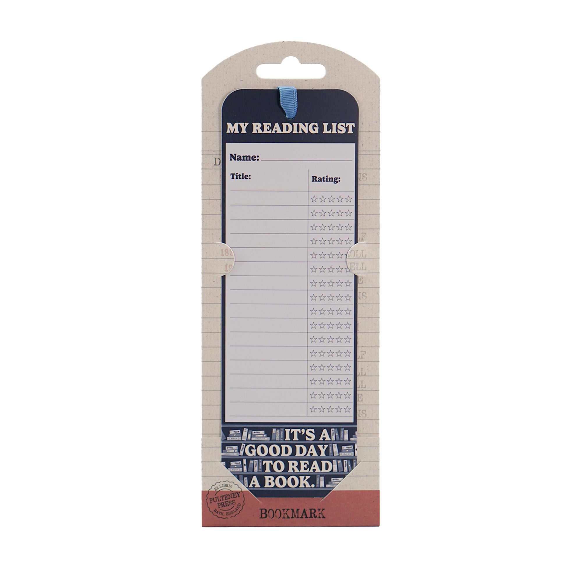 Pulteney Press Reading List marque-page papier bleu