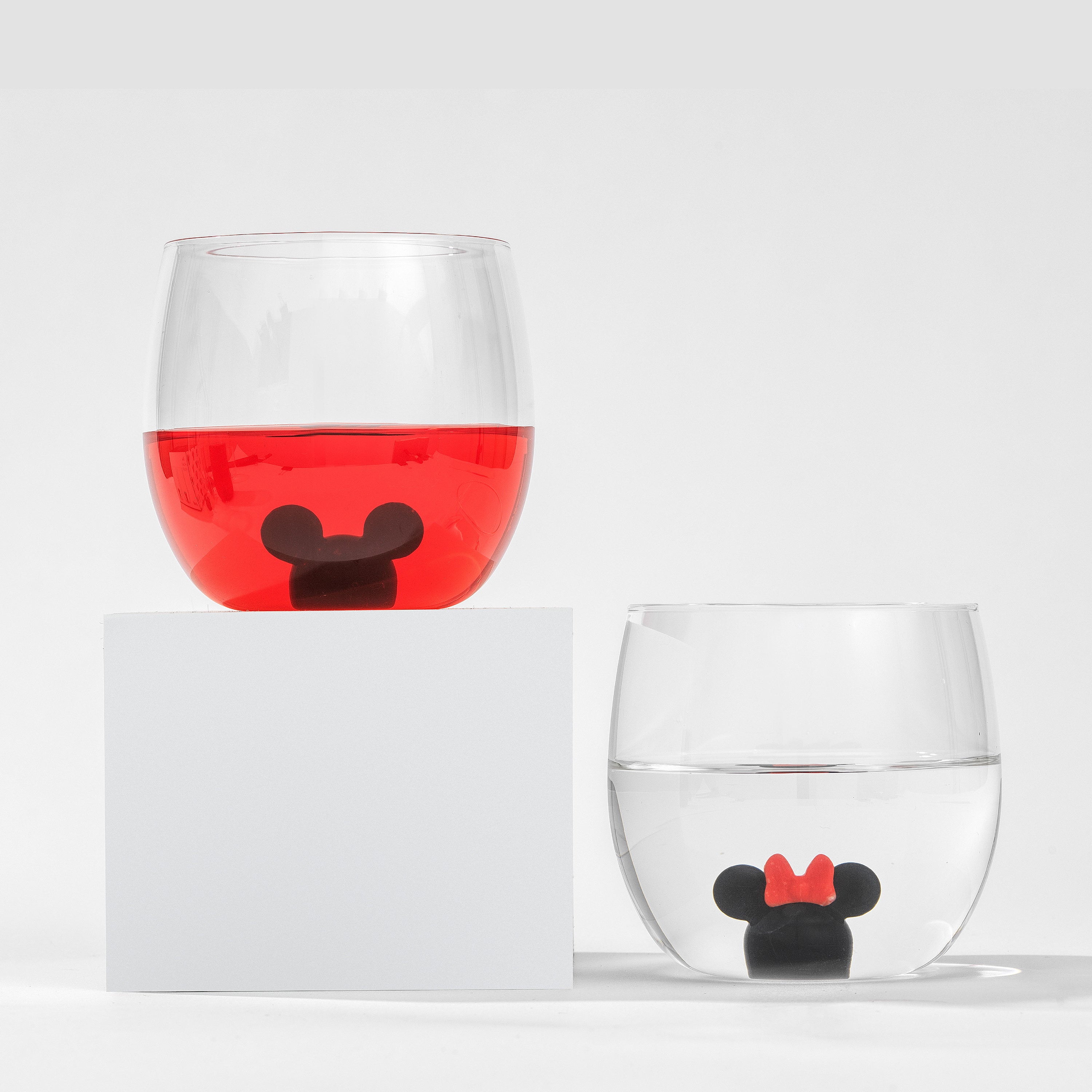 JoyJolt Mickey Minnie verres lot de 2 39 cl 3D blanc
