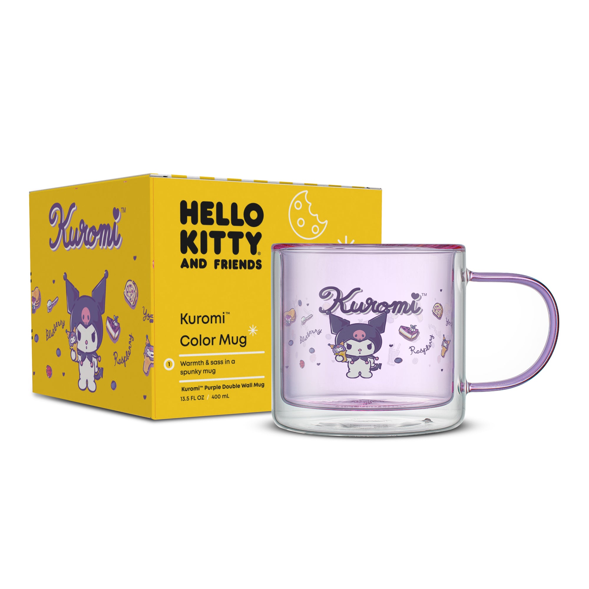 JoyJolt Sanrio Kuromi mug double paroi café 40 cl