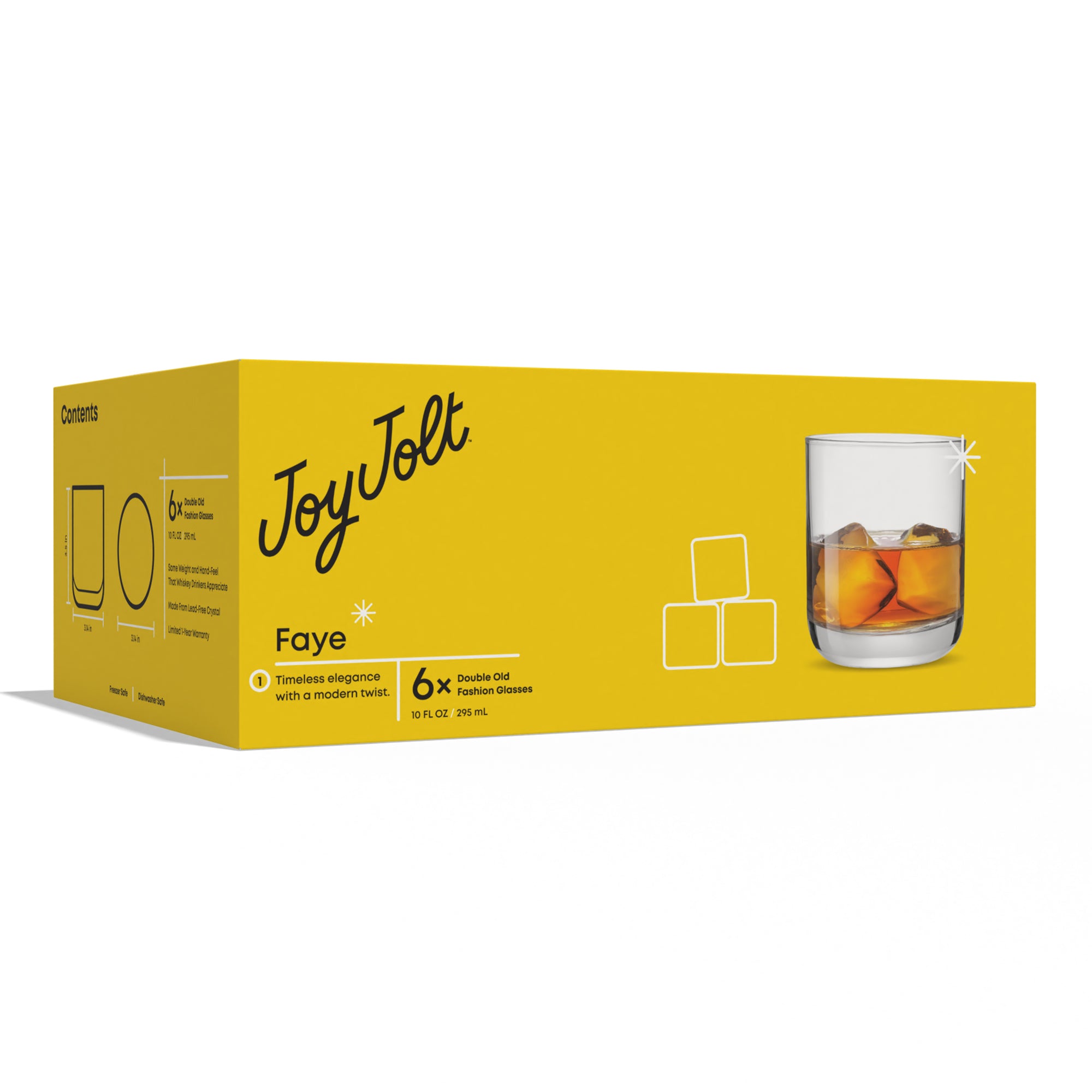 JoyJolt Faye verre whisky old fashioned lot 6 cristal 30 cl rock