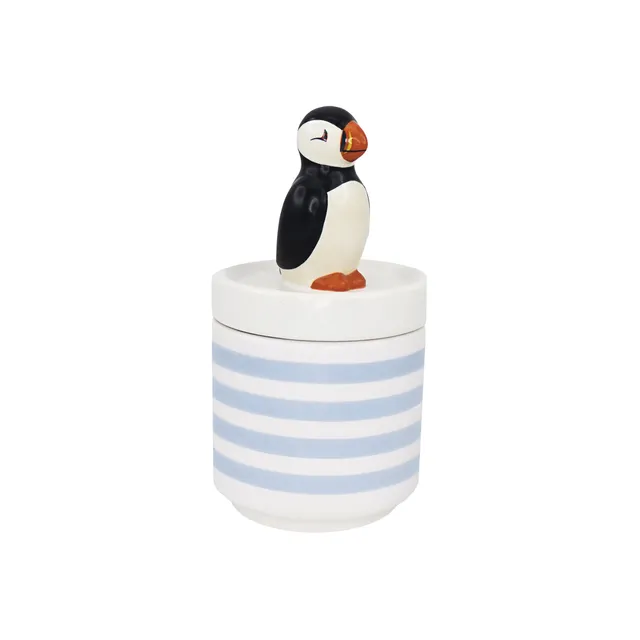RSPB Puffin boîte à bijoux céramique bleue 14 cm
