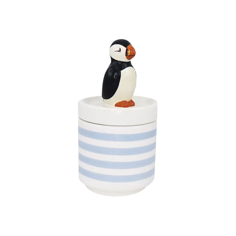RSPB Puffin boîte à bijoux céramique bleue 14 cm
