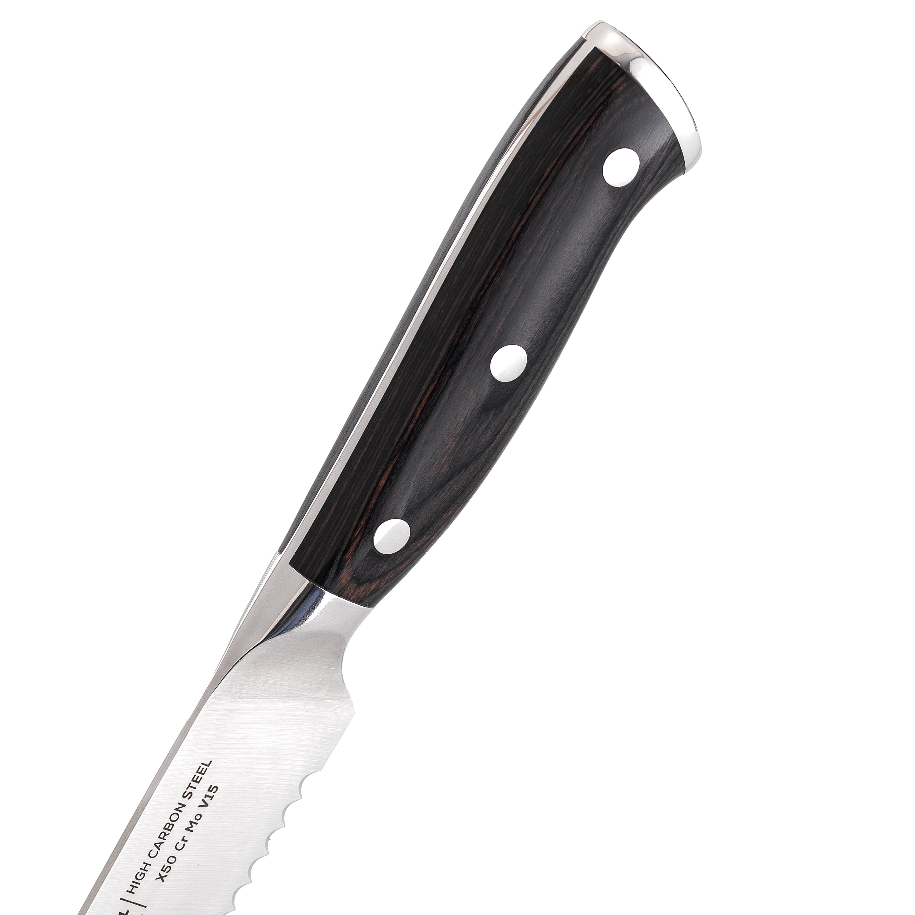 JoyJolt couteau à pain 20 cm lame dentelée acier manche bois