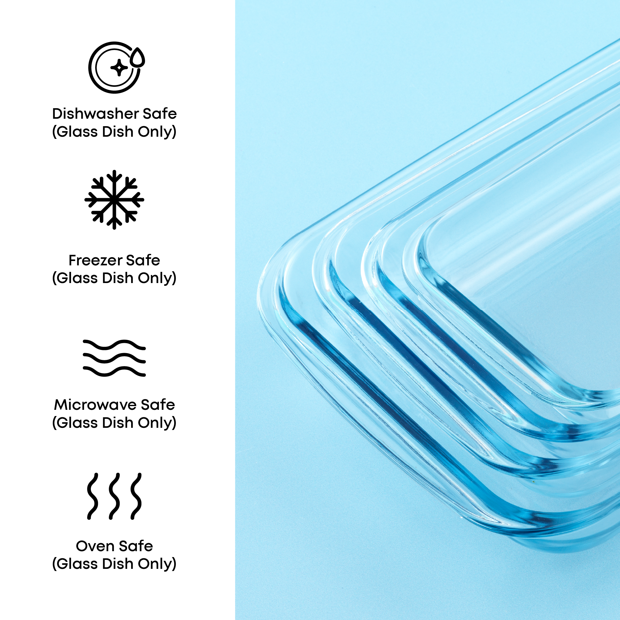 JoyJolt plats four verre borosilicate noirs 4 pièces hermétiques