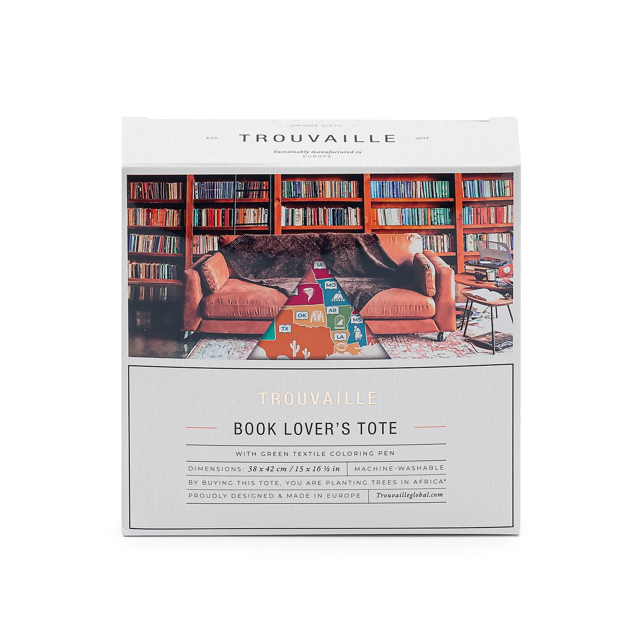 Trouvaille Global US Book Lover tote bag coton à colorier