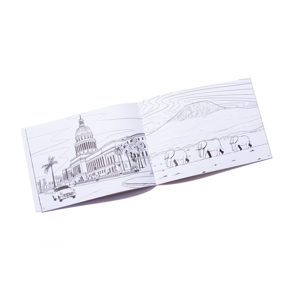 Trouvaille Global World Travel livre coloriage recyclé