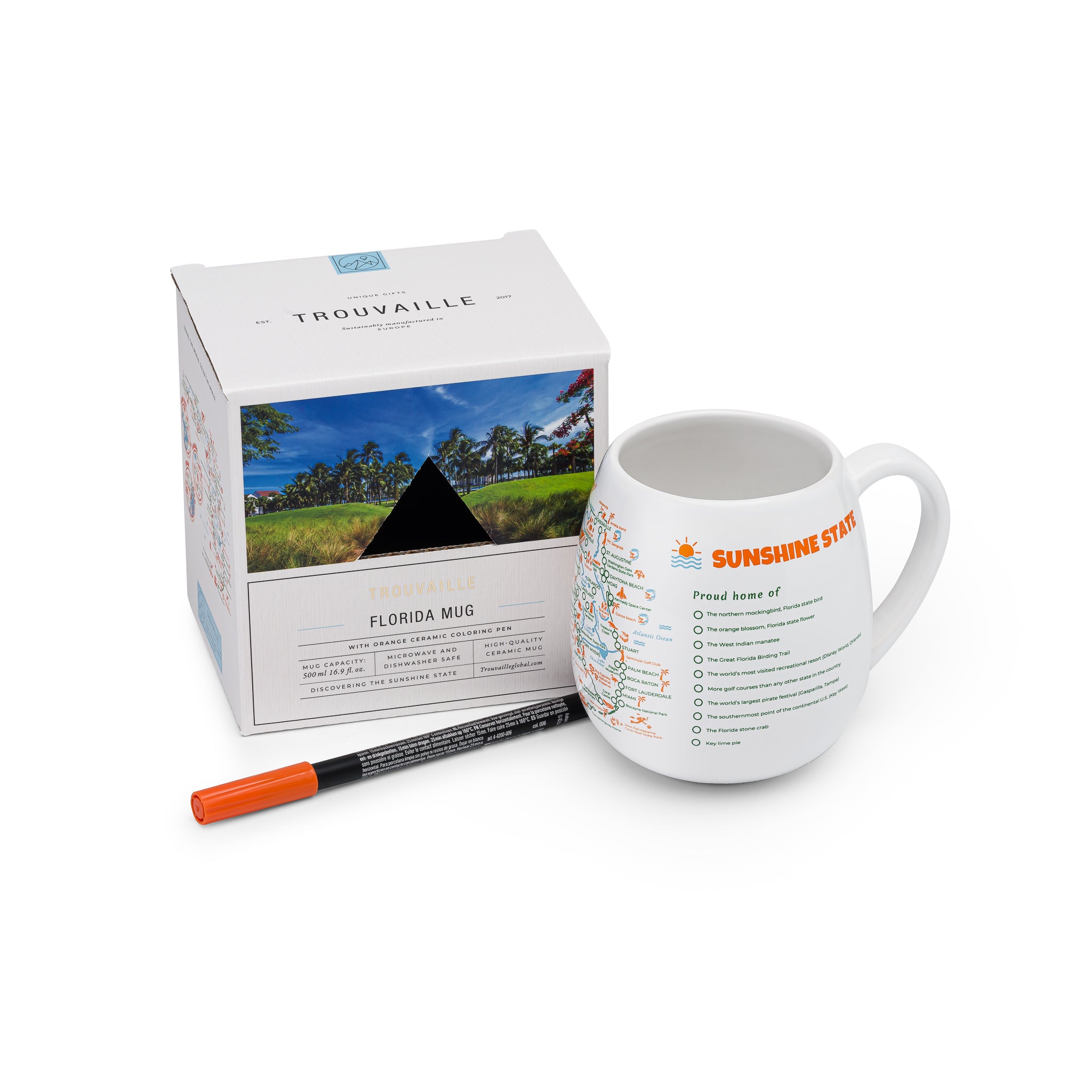 Trouvaille Global Florida Map mug voyage à colorier