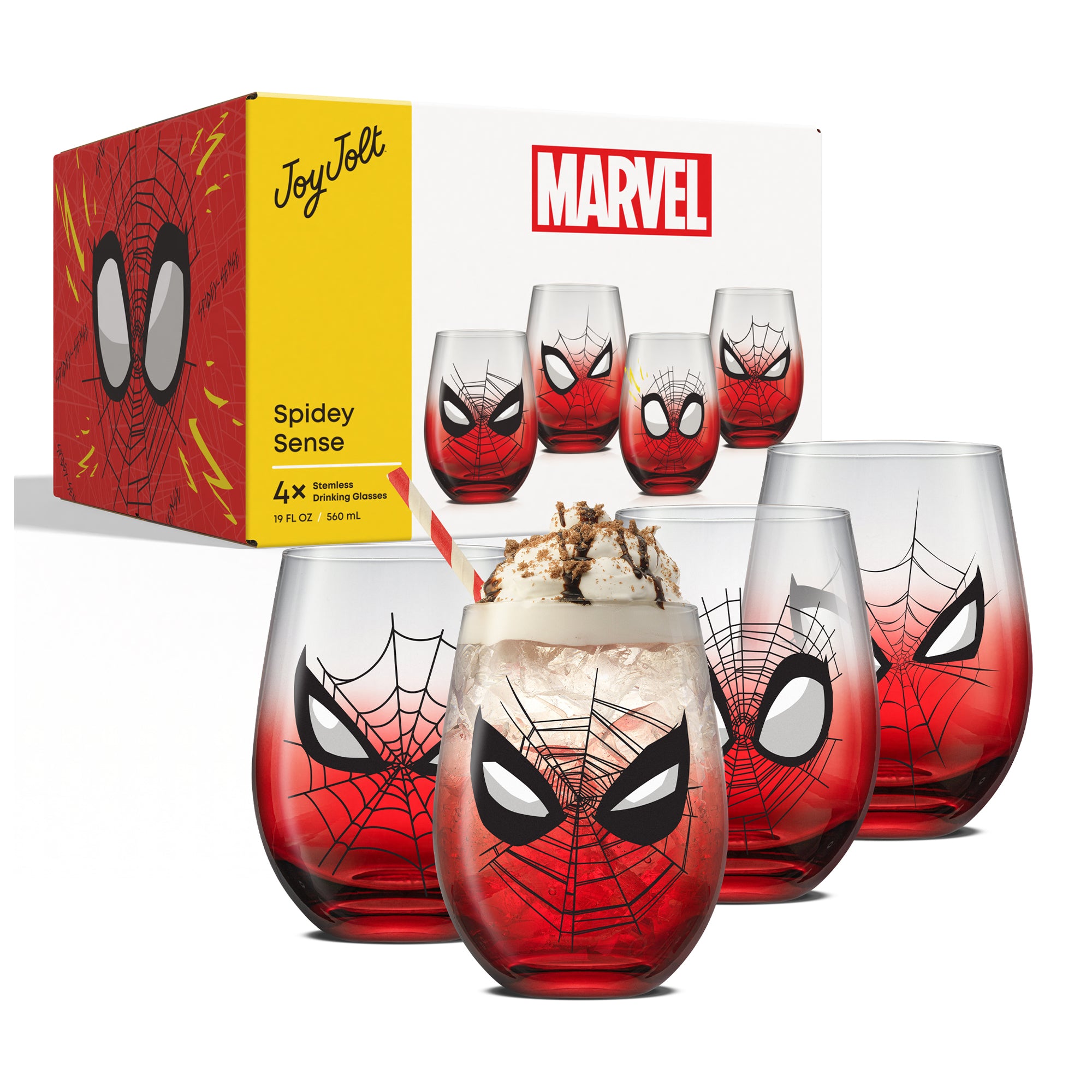 JoyJolt Marvel Spider-Man verres lot de 4 56 cl sans pied