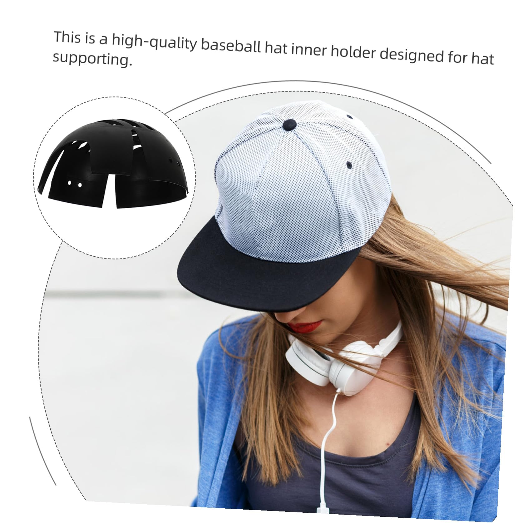 Alipis Support Casquette Baseball Noir x2 Plastique 21,5 cm