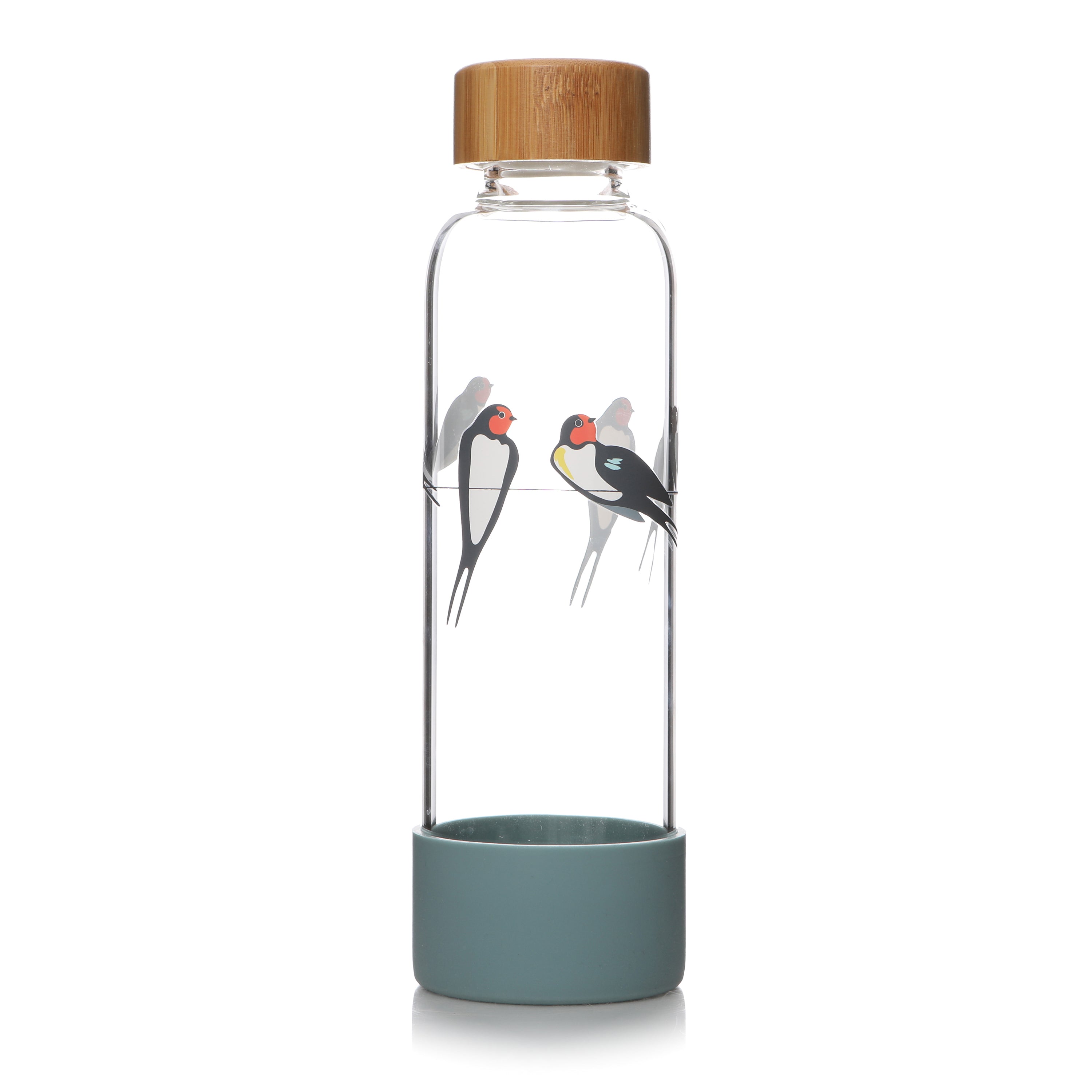 RSPB Hirondelles bouteille verre 50 cl bleue oiseaux