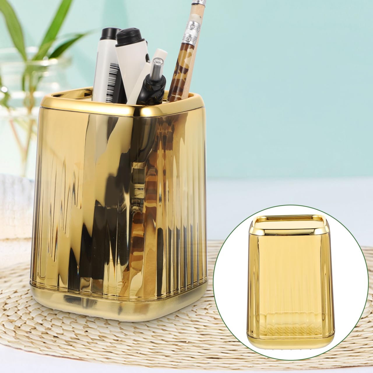 Alipis Pot Pinceaux Maquillage Doré Transparent