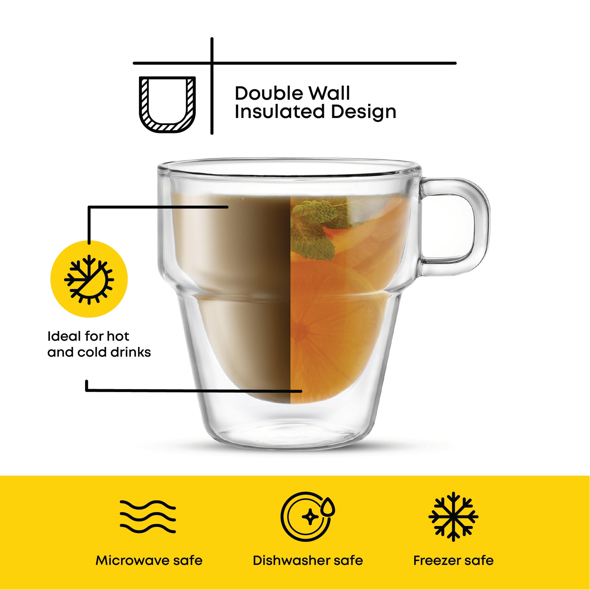 JoyJolt Stoiva tasse café double paroi 34 cl lot 4 empilable