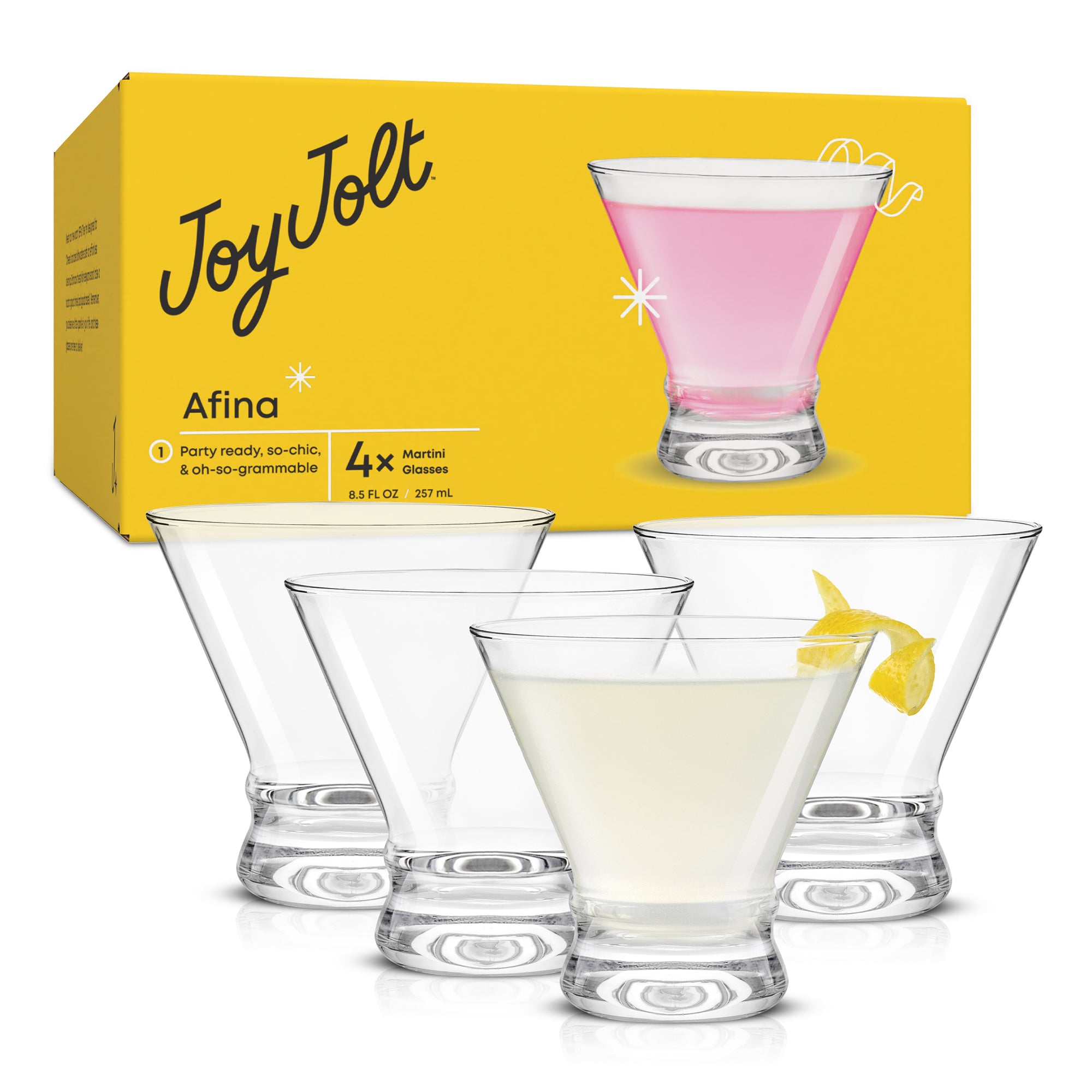 JoyJolt Afina verres à martini lot de 4 25 cl sans pied