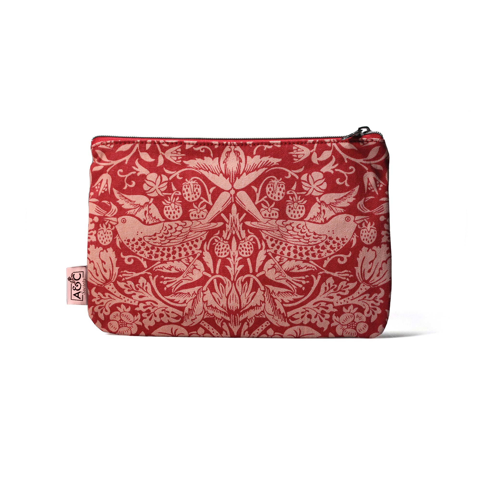 HMB William Morris Strawberry Thief porte-monnaie framboise