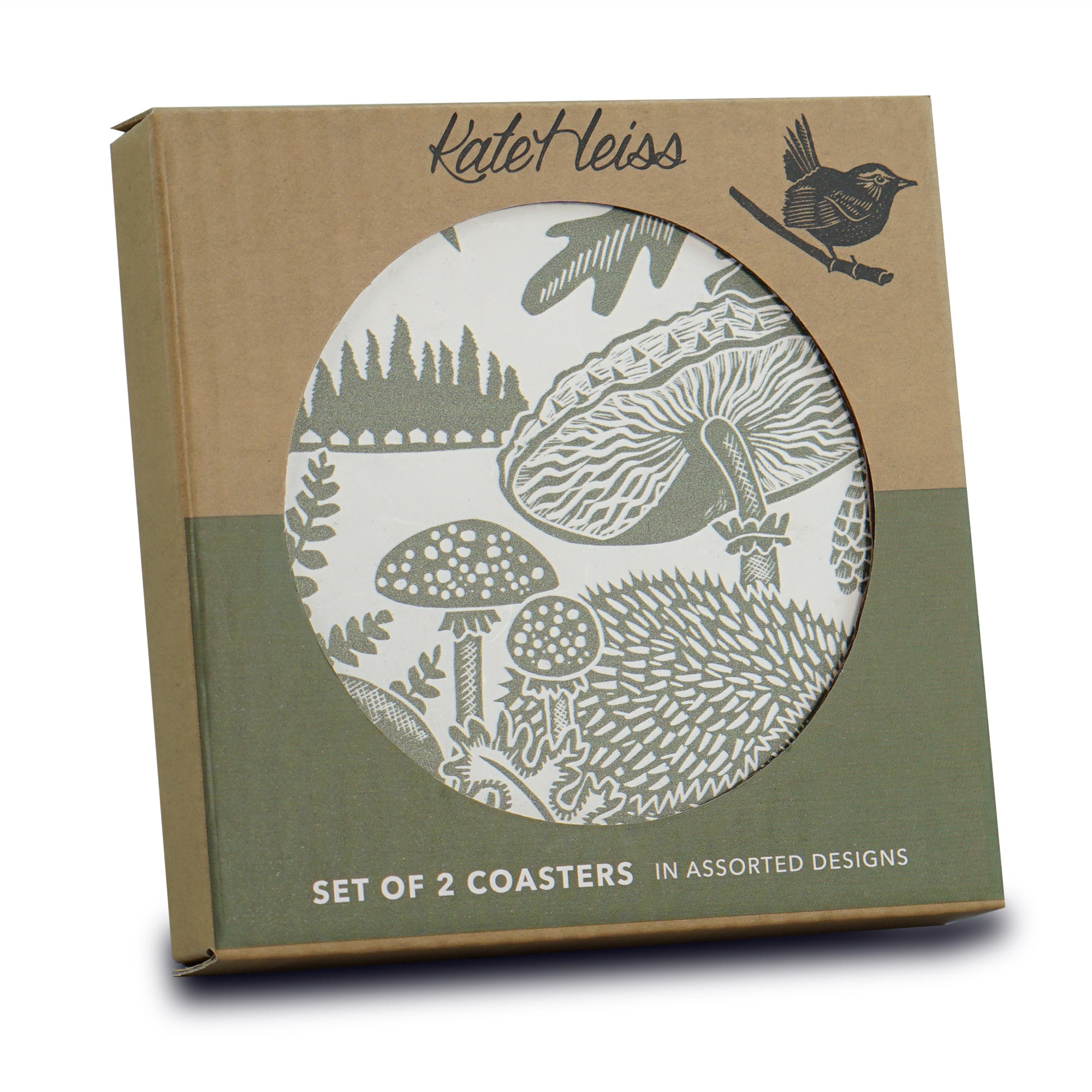 Kate Heiss Woodland Green sous-verres céramique lot 2 vert