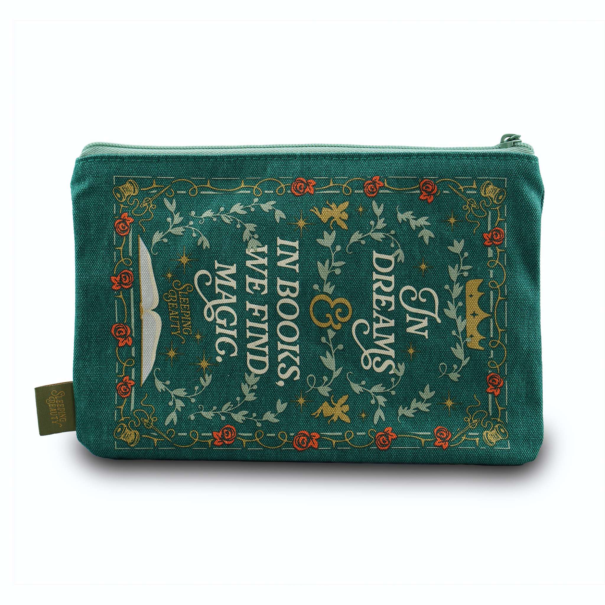 Sleeping Beauty pochette coton 16x24 cm verte