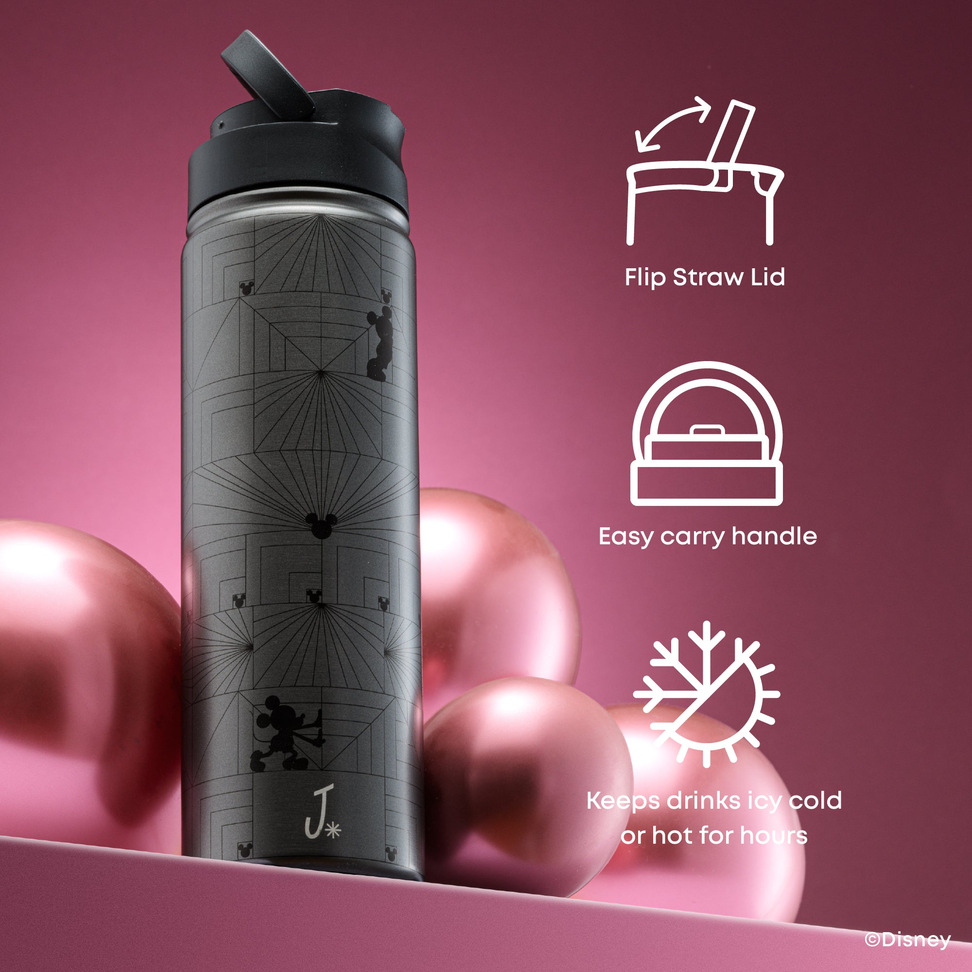 JoyJolt Disney Mickey MonoMouse gourde inox 65cl paille