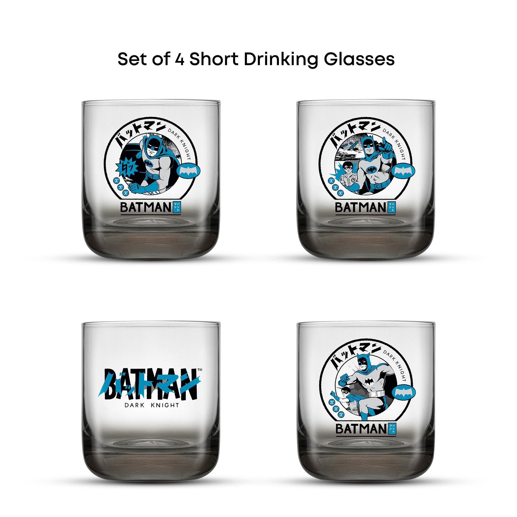 JoyJolt Batman Gotham City Noir verres courts 30 cl lot 4